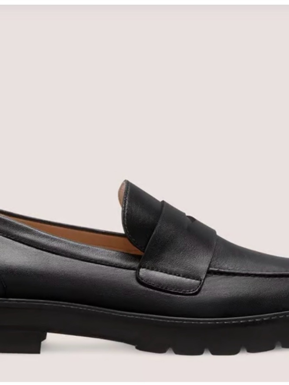 Stuart Weitzman Black Leather Penny Loafers